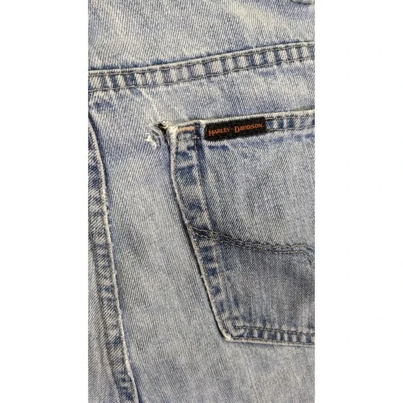 Harley Davidson Jeans Men's 42 X 29 Relaxed Straight Loose Denim Distressed - Picture 11 of 16